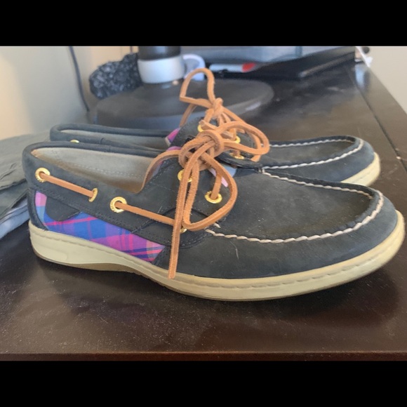 Sperry navy/plaid bluefish boat shoes - Picture 3 of 3